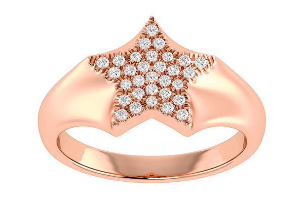 Star Diamond Ring 14k Solid Gold 0.12ctw