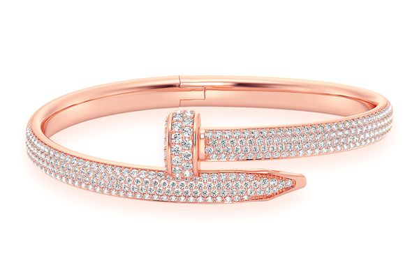 Small Nail Diamond Bangle 14k Solid Gold 2.75ctw