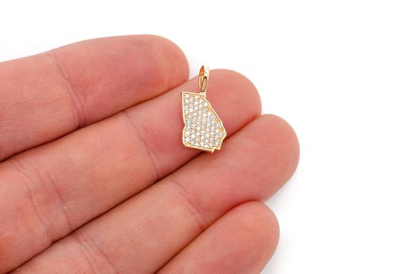 Georgia State Diamond Pendant 14k Solid Gold 0.25ctw