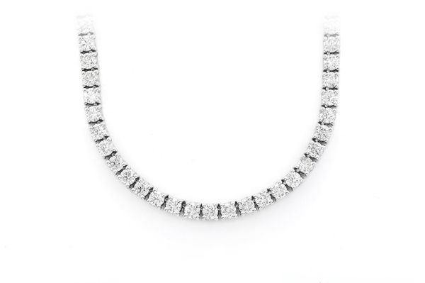 17pt Prong Set Diamond Tennis Necklace 14k Solid Gold 24.00ctw