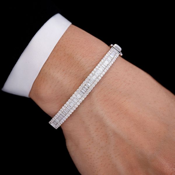 Baguette & Round Border Bracelet 14k   2.00ctw