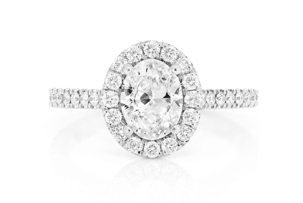 1.00ct Oval Solitaire - Halo Diamond Engagement Ring - All Natural