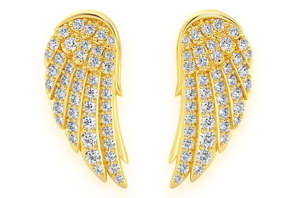 Angel Wing Stud Diamond Earrings 14k Solid Gold 0.50ctw