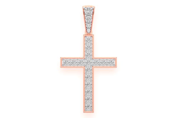 Miracle Set Cross Diamond Pendant 14k Solid Gold 0.35ctw