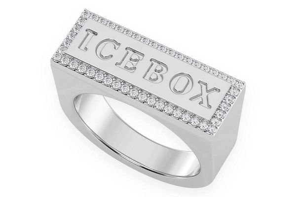 Icebox Logo Diamond Ring 14k Solid Gold 0.30ctw