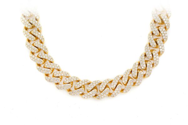 12MM Miami Cuban Necklace 14k   24.25ctw