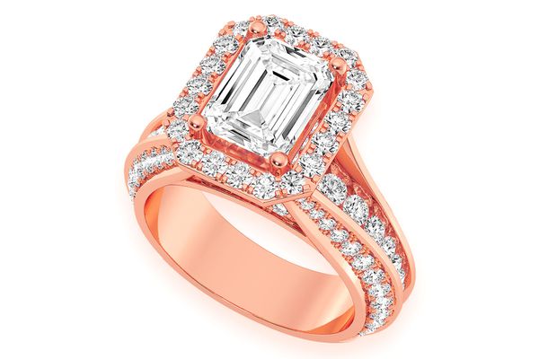 Monst - 2.00ct Emerald Cut Solitaire - Halo Fancy Shank - Diamond Engagement Ring - All Natural Vs Diamonds