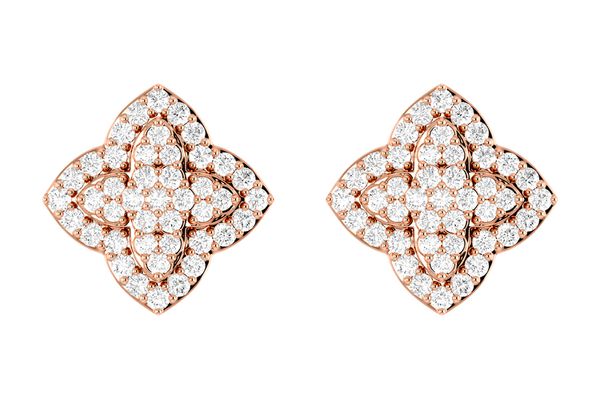 Layered 4 Point Star Diamond Studs 14k Solid Gold 0.45ctw