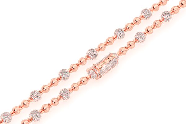 Diamond Bead Ball Chain 14k Solid Gold 13.00ctw