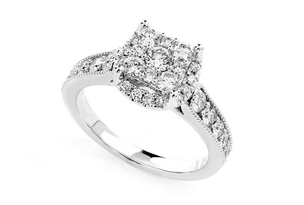 1.00ctw Square Pave Center - Diamond Engagement Ring - All Natural 