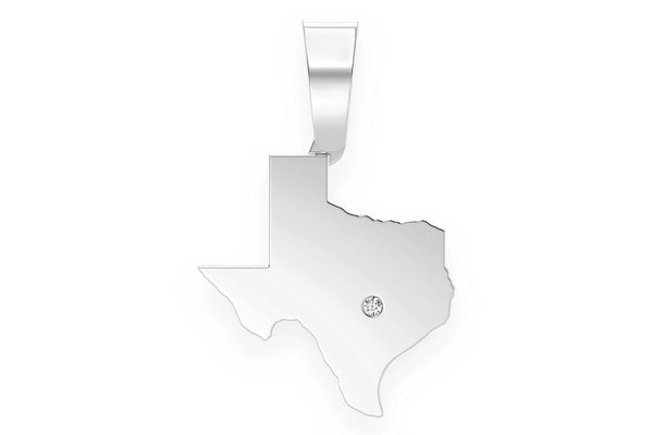 Austin Texas Pendant Solid Gold 14k .01ctw