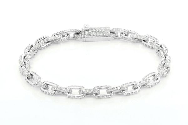 Rolo Diamond Bracelet 14k Solid Gold 12.00ctw