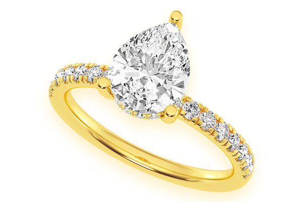 Thinn - 2.00ct Pear Solitaire - One Row Under Halo - Diamond Engagement Ring - All Natural