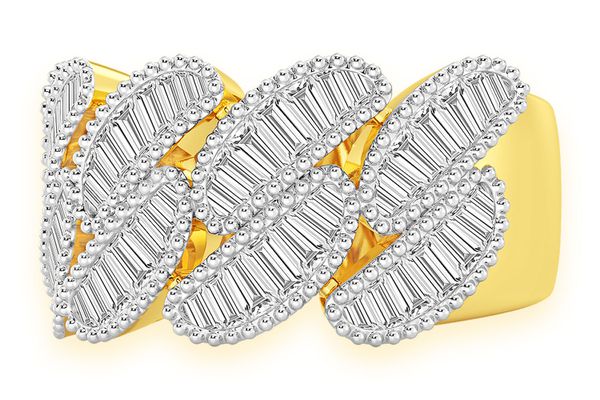 Miami Cuban Baguette Diamond Ring 14k Solid Gold 1.30ctw