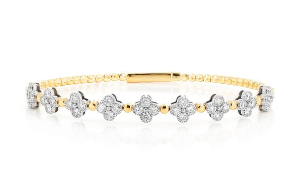 Beaded Millgrain Clover Bracelet 14k   1.65ctw