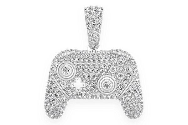 Video Game Controller Diamond Pendant 14k Solid Gold 3.00ctw