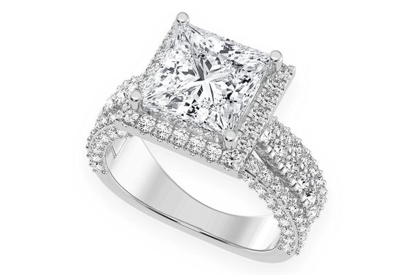 Tripp - 3.00ct Princess Solitaire - Three Row - Diamond Engagement Ring - All Natural Vs Diamonds