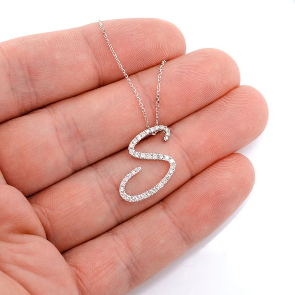 Any Letter Pendant 14k   .35ctw