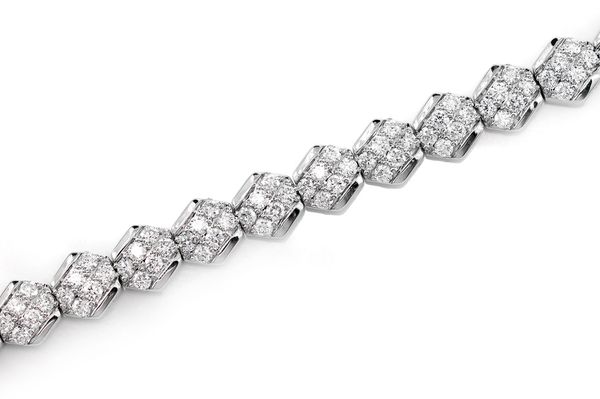 Diagonal Hexagon Diamond Link Bracelet 14k Solid Gold 2.20ctw 