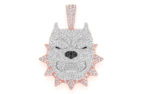 Pitbull Spike Collar Diamond Pendant 14k Solid Gold 3.00ctw