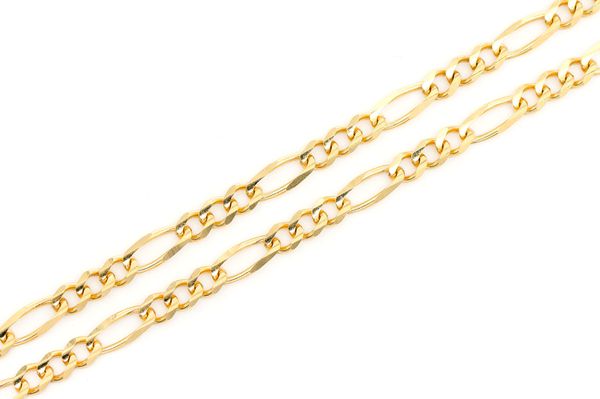 4MM Figaro Link 14k Solid Gold Chain