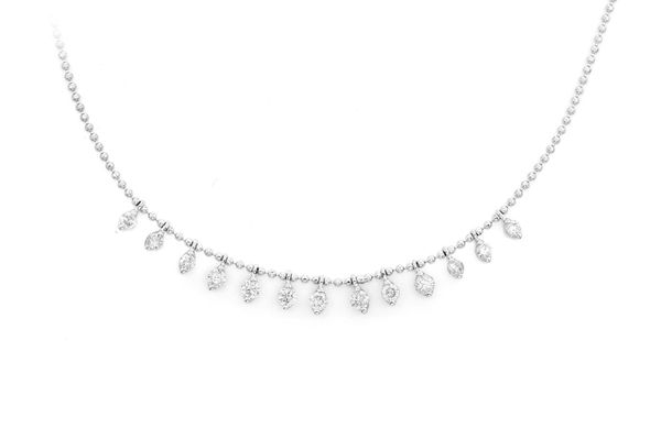 13 Stone Diamond Necklace 14k Solid Gold 0.50ctw