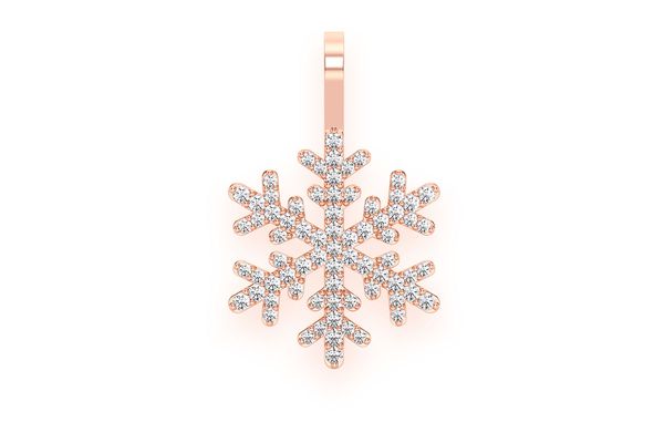 Snowflake Diamond Pendant 14k Solid Gold 0.35ctw