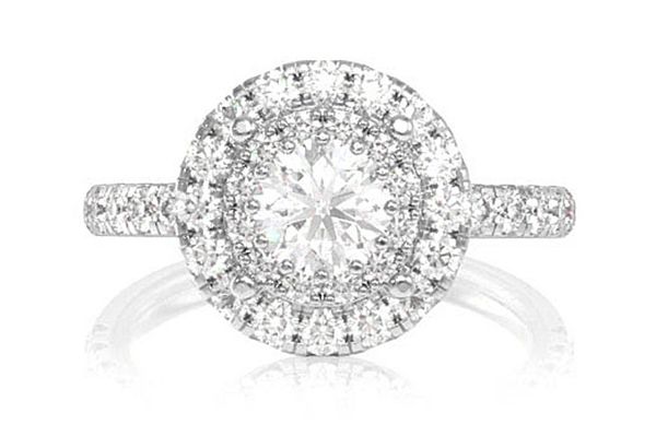 1.50ctw Round Double Halo Solitaire - Diamond Engagement Ring - All Natural 