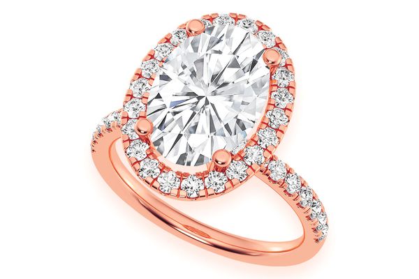 Thav - 3.00ct Oval Solitaire - Scallop Halo One Row - Diamond Engagement Ring - All Natural Vs Diamonds