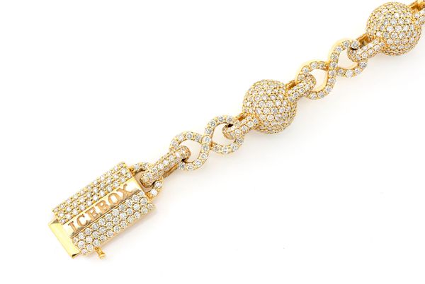 Infinity Bead Link Diamond Bracelet 14k Solid Gold 12.50ctw