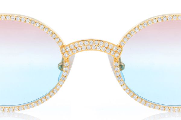 Cartier Glasses Iced Out Diamond Rims - Pink/blue Fade Lens - 4.50ctw