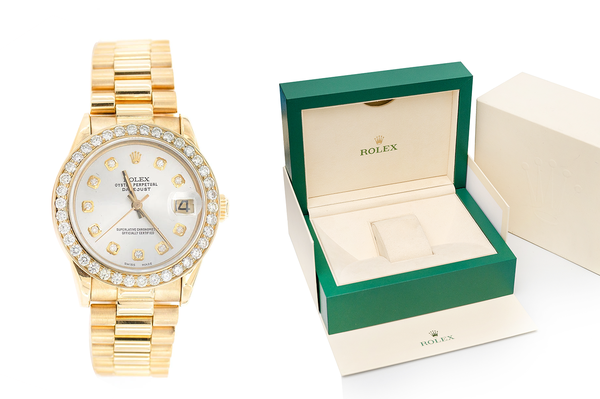 Rolex Presidential 31MM 18k Yellow Gold (68278) - 1.60ctw Diamond Bezel