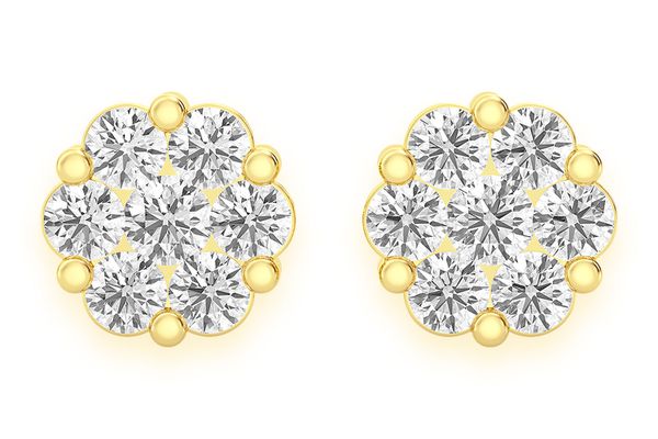 0.50ctw Flower Stud Diamond Earrings 14k Solid Gold