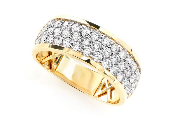 Three Row Diamond Band Ring 14k Solid Gold 1.25ctw