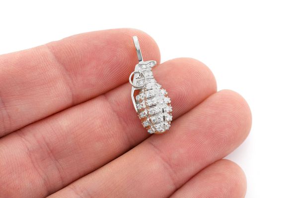 Grenade Diamond Pendant 14k Solid Gold 0.40ctw