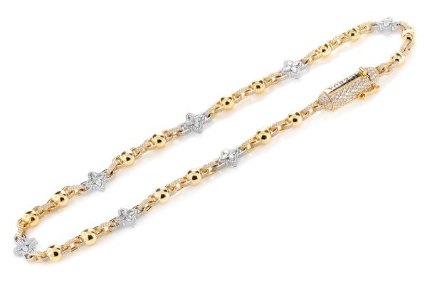 Marquise Flower Diamond Chain 14k Solid Gold 36.10ctw