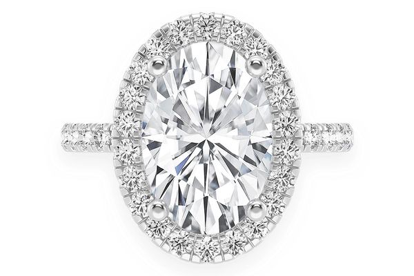 Thav - 3.00ct Oval Solitaire - Scallop Halo One Row - Diamond Engagement Ring - All Natural Vs Diamonds