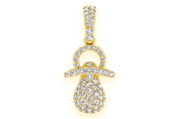 Baby Pacifier Diamond Pendant 14k Solid Gold 0.50ctw