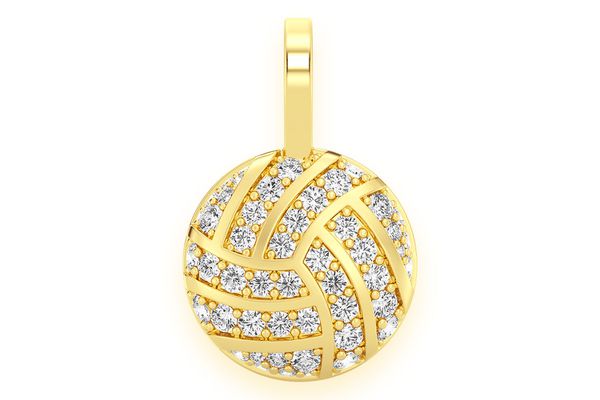 Volleyball Diamond Pendant 14k Solid Gold 0.50ctw