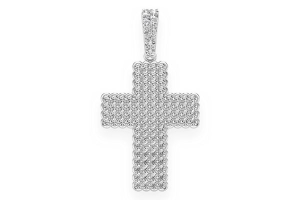 Half Bezel Cross Diamond Pendant 14k Solid Gold 0.75ctw