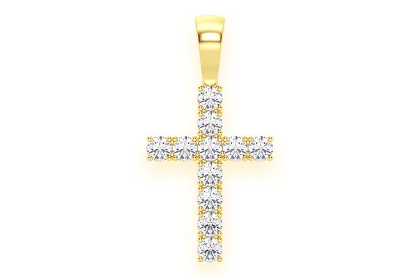 Solitaire Cross Diamond Pendant 14k Solid Gold 1.00ctw