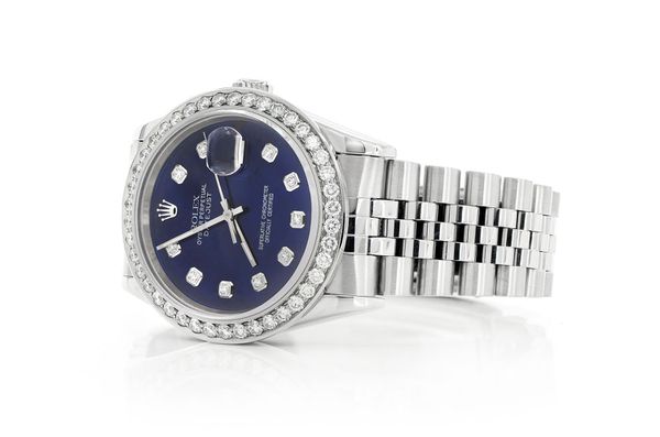 Rolex Datejust 36MM Steel (16234) - 2.20ctw Diamond Bezel