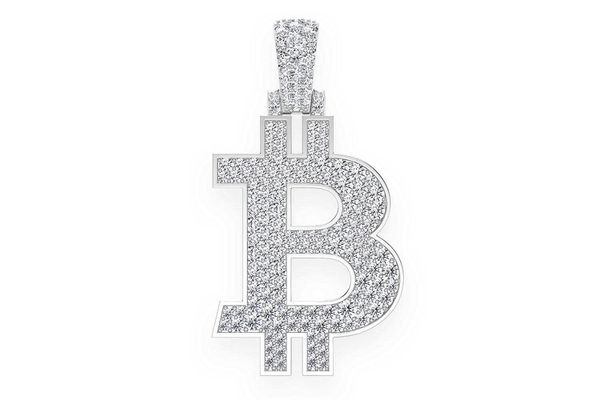 Bitcoin B Symbol Diamond Pendant 14k Solid Gold 1.25ctw