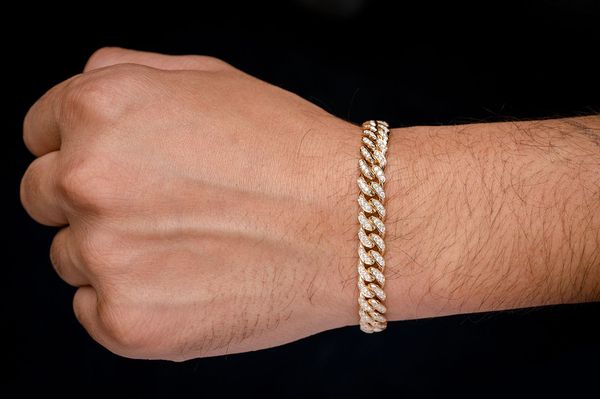 8MM Miami Cuban Diamond Bracelet 14k Solid Gold 4.00ctw