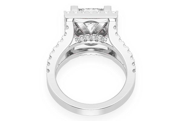 3.00ct Princess Solitaire - Two Row Split - Diamond Engagement Ring - All Natural Vs Diamonds