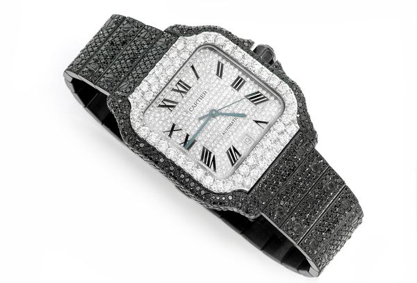 Cartier Santos De Cartier Black Diamonds 40MM Steel 20.00ctw