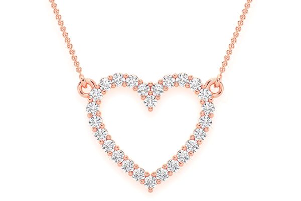 Open Heart Diamond Necklace Connected 14k Solid Gold 0.35ctw