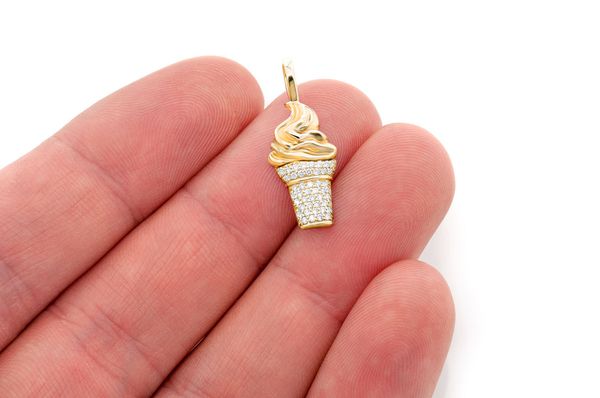 Ice Cream Diamond Pendant 14k Solid Gold .15ctw