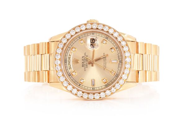 Rolex Day Date 36MM 18k Yellow Gold (18038) - 2.75ctw Diamond Bezel