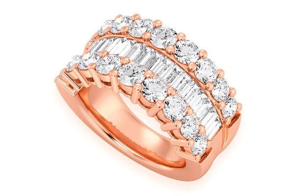 Round & Baguette Diamond Band 14k Solid Gold 4.40ctw